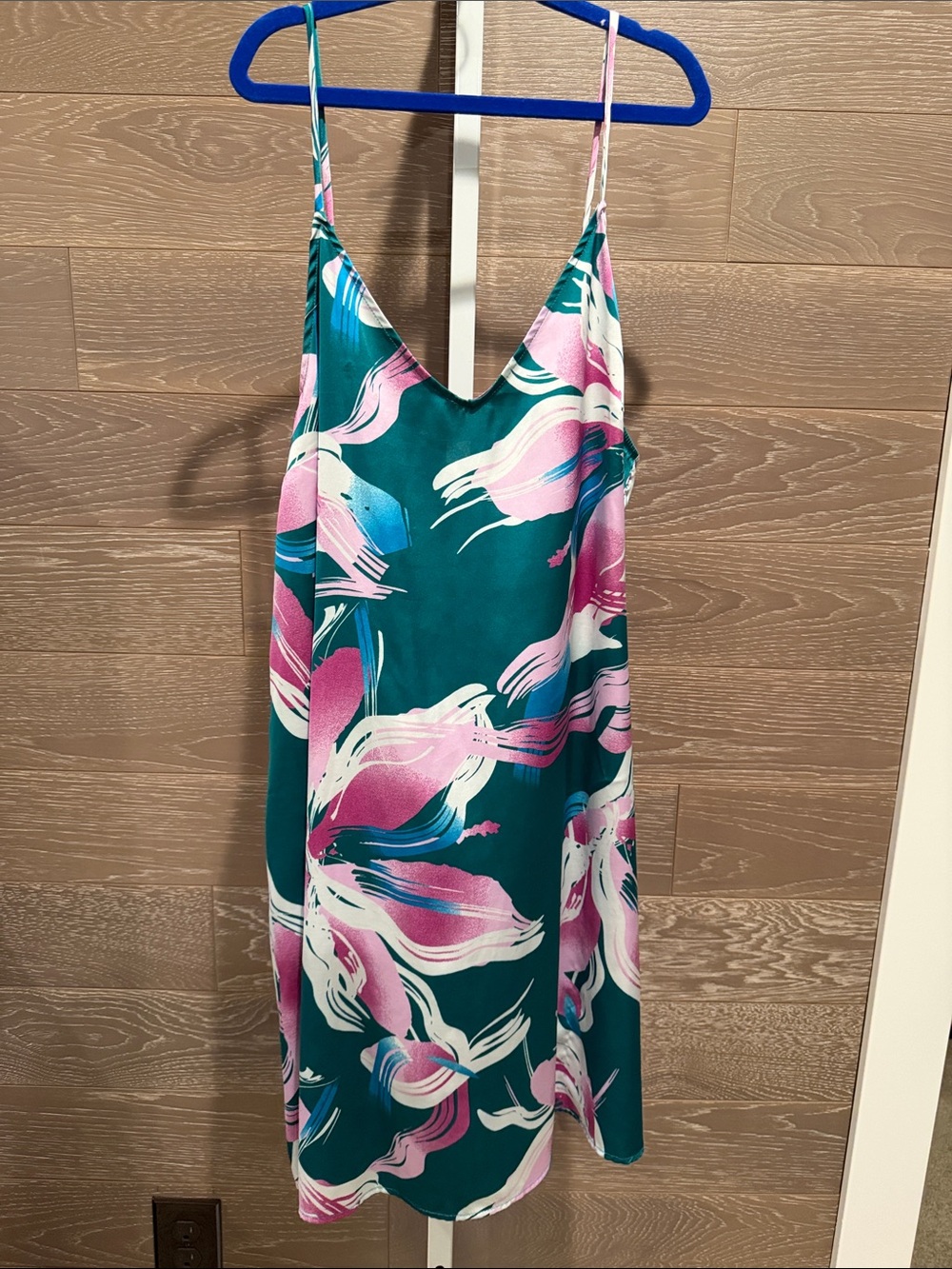 Teal Floral Slip Dress Nighty